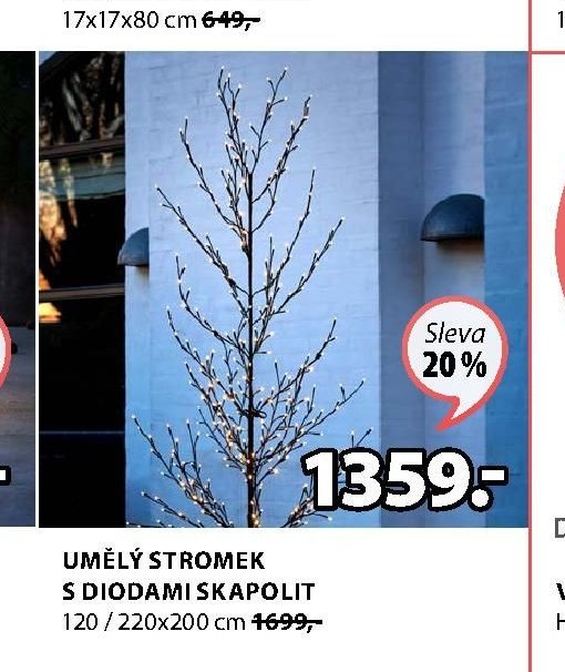 UMĚLÝ STROMEK S DIODAMI SKAPOLIT 120 / 220x200 cm