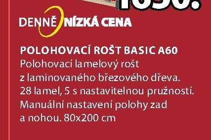Polohovací rošt BASIC A60