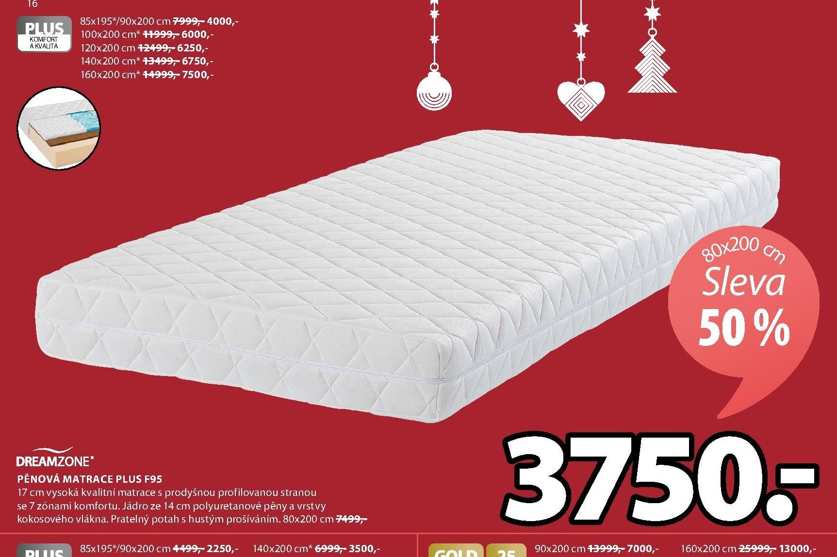 DREAMZONE PĚNOVÁ MATRACE PLUS F95