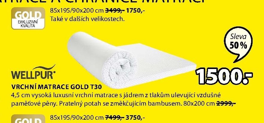 VRCHNÍ MATRACE GOLD T30