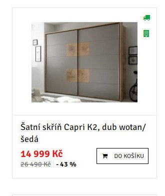 Šatní skříň Capri K2, dub wotan/šedá