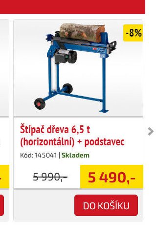 Štípač dřeva 6,5 t (horizontální) + podstavec