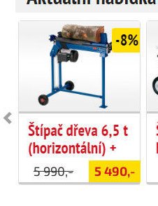Štípač dřeva 6,5 t (horizontální) +