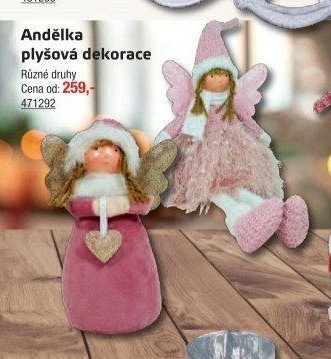 Andělka plyšová dekorace