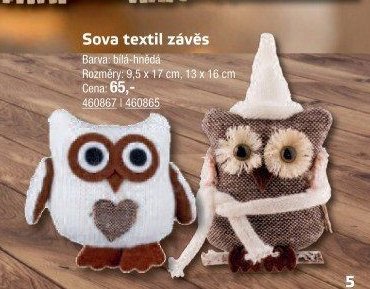 Sova textil závěs