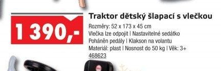 Traktor dětský šlapací s vlečkou
