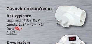 Zásuvka rozbočovací bez vypínače