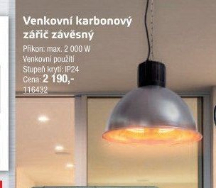 Venkovní karbonový zářič závěsný