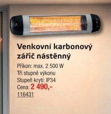 Venkovní karbonový zářič nástěnný