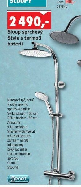 Sloup sprchový Style s termo3 baterií