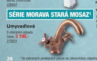 Umyvadlová SÉRIE MORAVA STARÁ MOSAZ