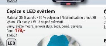 Čepice s LED světlem