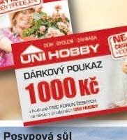 UNI HOBBY Dárkový poukaz 1000 Kč