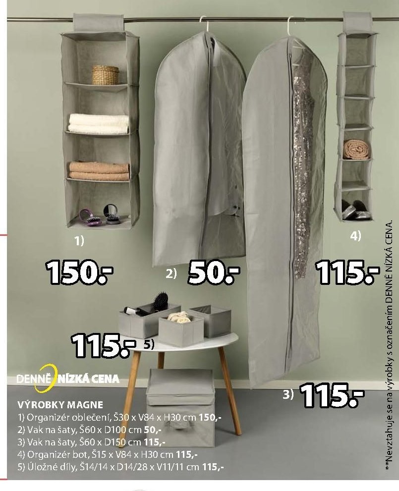 1) Organizér oblečení, Š30 x V84 x H30 cm
