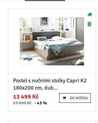 Postel s nočními stolky Capri K2 180x200 cm, dub...
