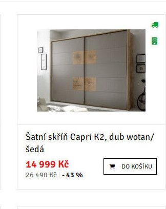 Šatní skříň Capri K2, dub wotan/šedá