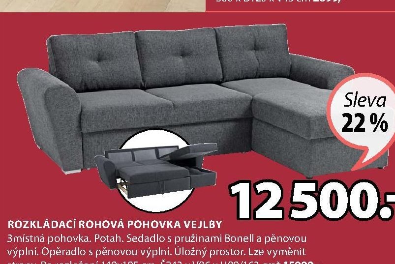 Rozkládací rohová pohovka VEJLBY