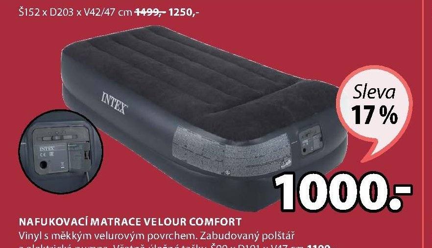 Nafukovací matrace VELOUR COMFORT