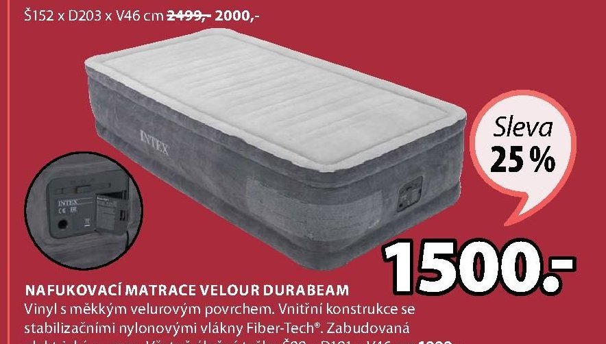 Nafukovací matrace VELOUR DURABEAM
