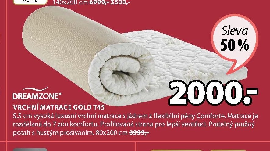 Vrchní matrace Gold T45