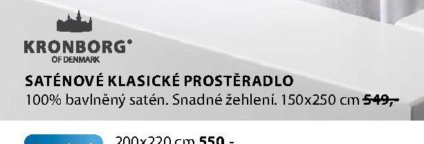 KRONBORG saténové klasické prostěradlo