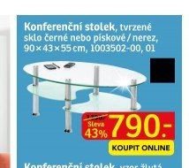 Konferenční stolek, tvrzené sklo černé nebo pískové/nerez