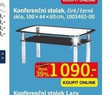 Konferenční stolek, čiré/černé sklo