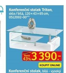 Konferenční stolek Triton, sklo/bílá