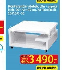Konferenční stolek, bílá - vysoký lesk