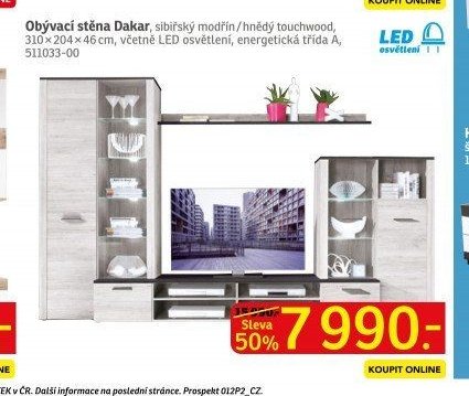 Obývací stěna Dakar, sibiřský modřín/hnědý touchwood