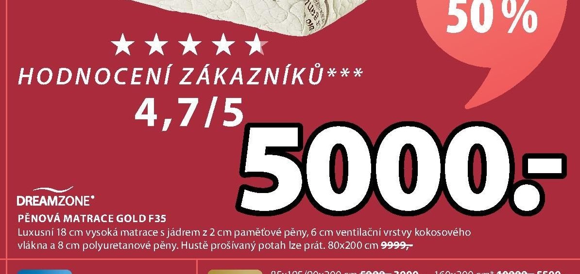 PĚNOVÁ MATRACE GOLD F35