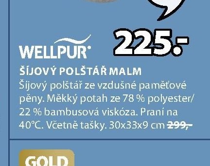 Wellpur Šijový polštář Malm