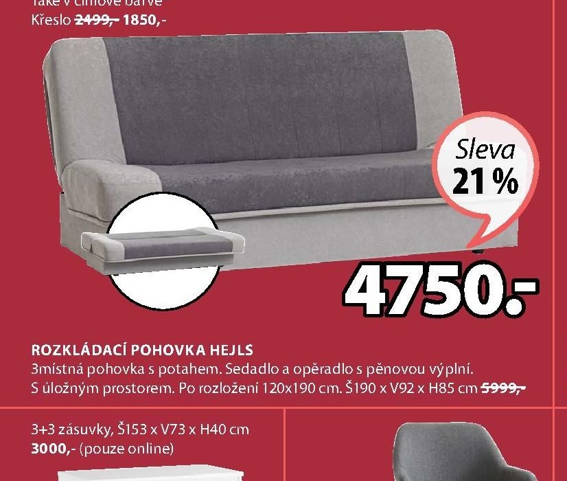 Rozkládací pohovka Hejls