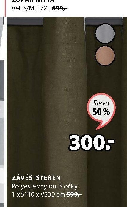 ZÁVĚS ISTEREN 1 x Š140 x V300 cm