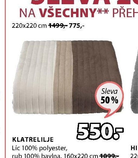 KLATRELILJE Líc 100% polyester, rub 100% bavlna. 160x220 cm