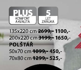 Polštář (rozměry 50x70 cm a 70x80 cm)