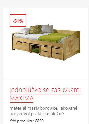 Jednolůžko se zásuvkami MAXIMA