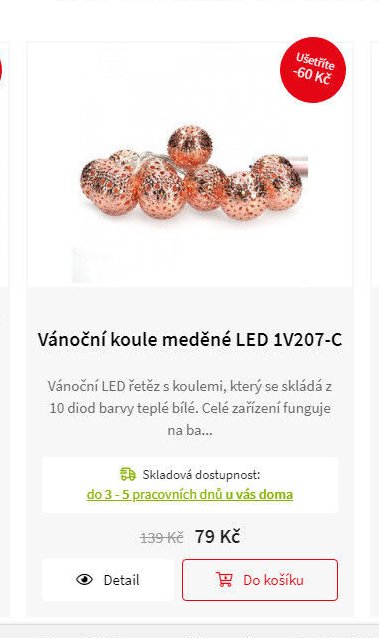 Vánoční koule meděné LED 1V207-C