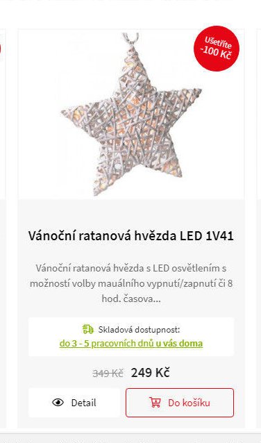 Vánoční ratanová hvězda LED 1V41