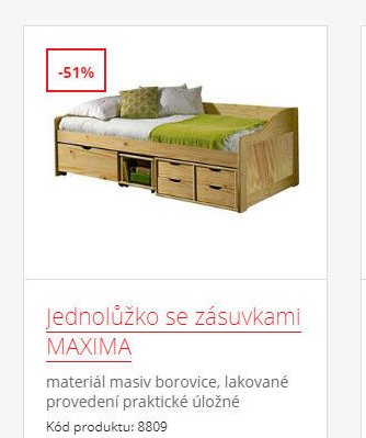 Jednolůžko se zásuvkami MAXIMA