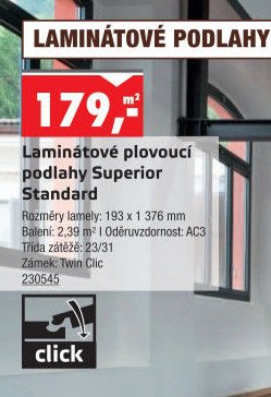 Laminátové plovoucí podlahy Superior Standard
