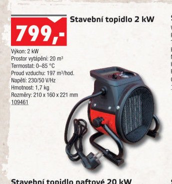 Stavební topidlo 2 kW