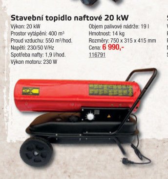 Stavební topidlo naftové 20 kW