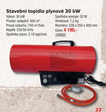 Stavební topidlo plynové 30 kW