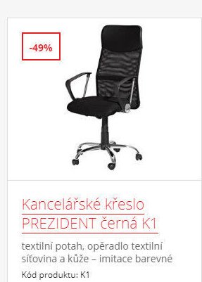 Kancelářské křeslo PREZIDENT černá K1