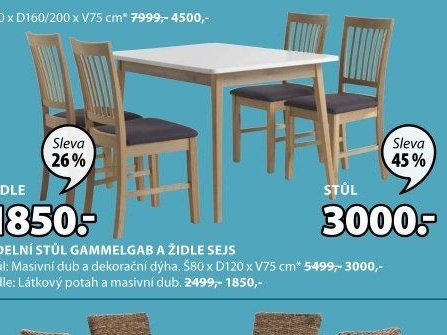 JÍDELNÍ STŮL GAMMELGAB A ŽIDLE SEJS