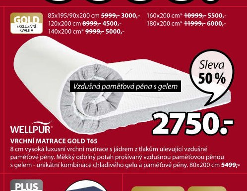 VRCHNÍ MATRACE GOLD T65