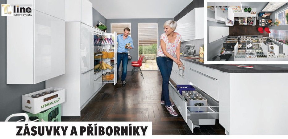 Hlavní kuchyňská linka s úložnými prostory