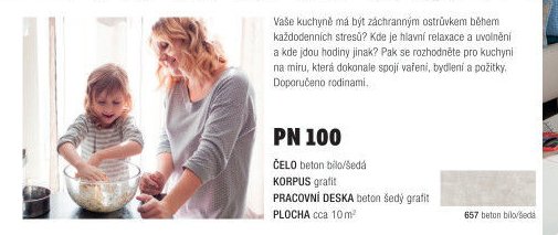 Kuchyně PN 100 beton bílo/šedá