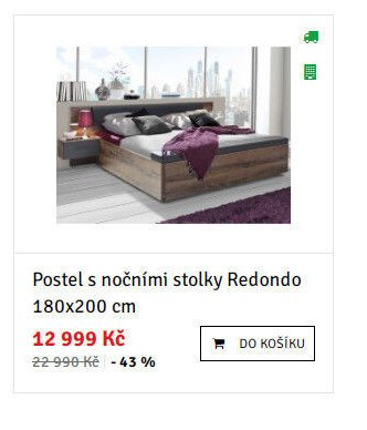 Postel s nočními stolky Redondo 180x200 cm